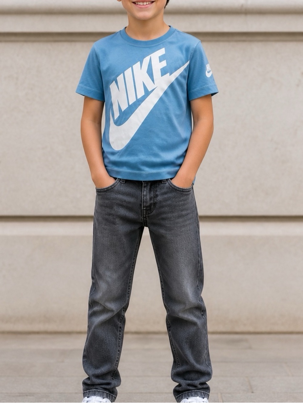NiKE Short Sleeve Tee & LEVIS Black 510 Skinny Jeans (circa age 7)